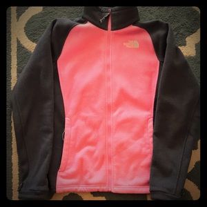 Pink and gray north face fleece